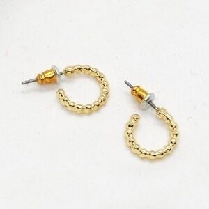 Ashlyn Gold Mini Hoops – Dainty Beaded Open Hoops, Everyday Minimalist J…